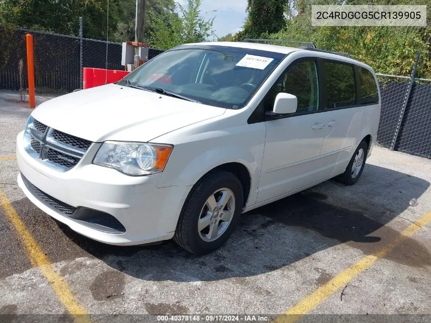 2012 Dodge Grand Caravan Sxt VIN: 2C4RDGCG5CR139905 Lot: 40378148