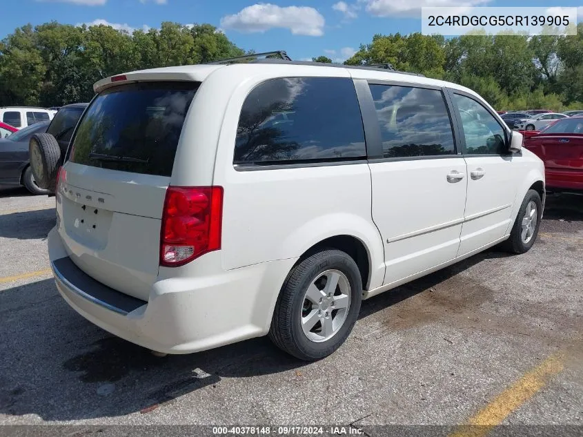 2012 Dodge Grand Caravan Sxt VIN: 2C4RDGCG5CR139905 Lot: 40378148