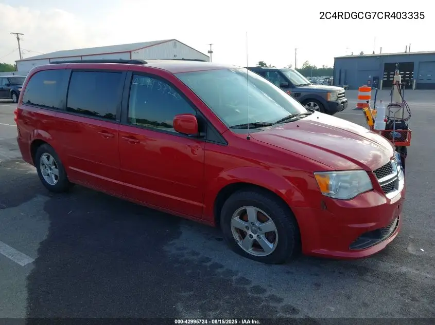 2C4RDGCG7CR403335 2012 Dodge Grand Caravan Sxt
