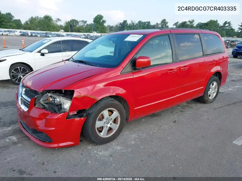 2C4RDGCG7CR403335 2012 Dodge Grand Caravan Sxt