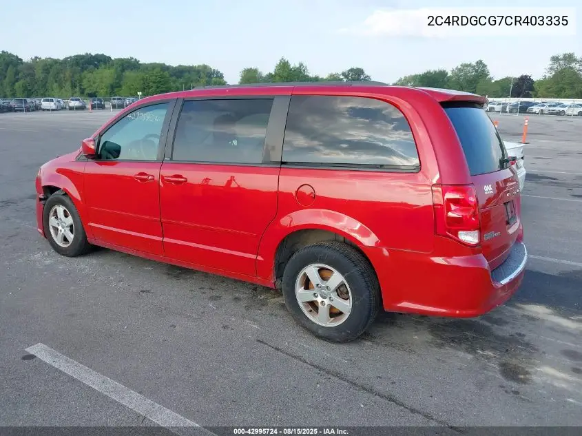 2C4RDGCG7CR403335 2012 Dodge Grand Caravan Sxt