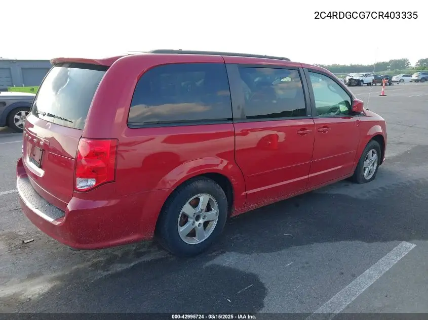 2C4RDGCG7CR403335 2012 Dodge Grand Caravan Sxt