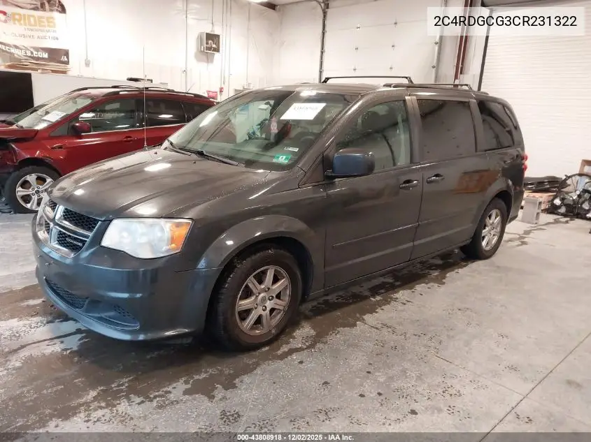 2C4RDGCG3CR231322 2012 Dodge Grand Caravan Sxt