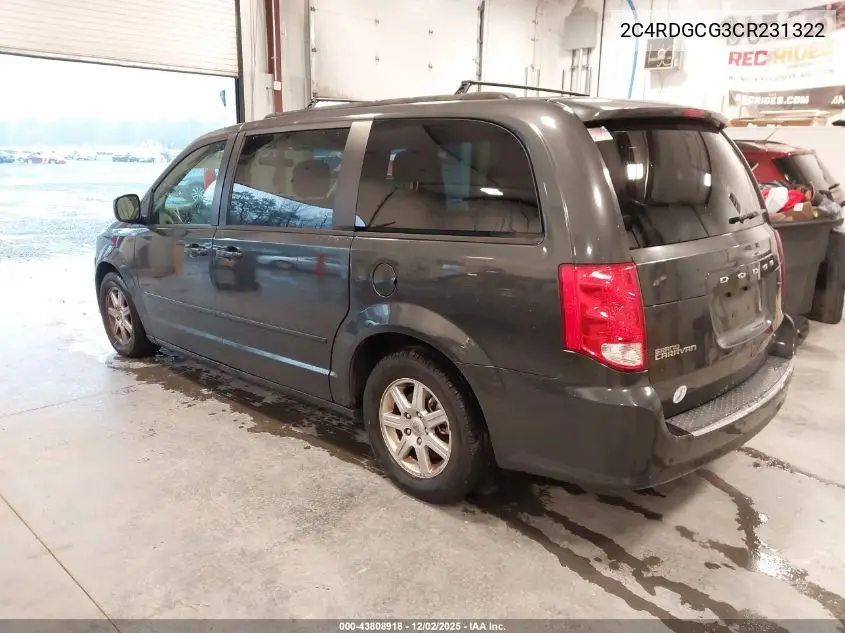 2C4RDGCG3CR231322 2012 Dodge Grand Caravan Sxt