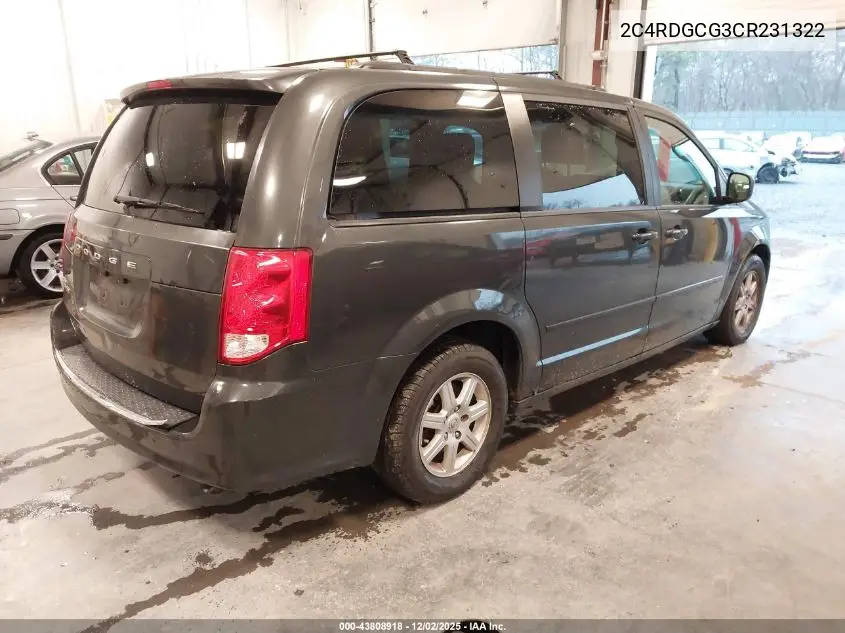 2C4RDGCG3CR231322 2012 Dodge Grand Caravan Sxt