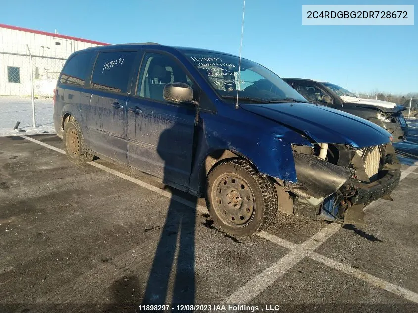 2013 Dodge Grand Caravan Se VIN: 2C4RDGBG2DR728672 Lot: 11898297