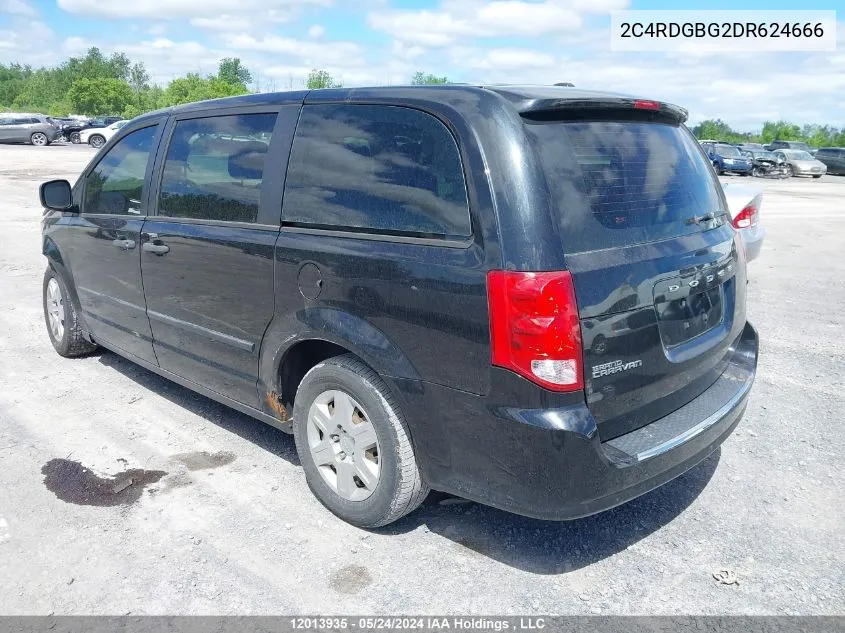 2013 Dodge Grand Caravan Se VIN: 2C4RDGBG2DR624666 Lot: 12013935