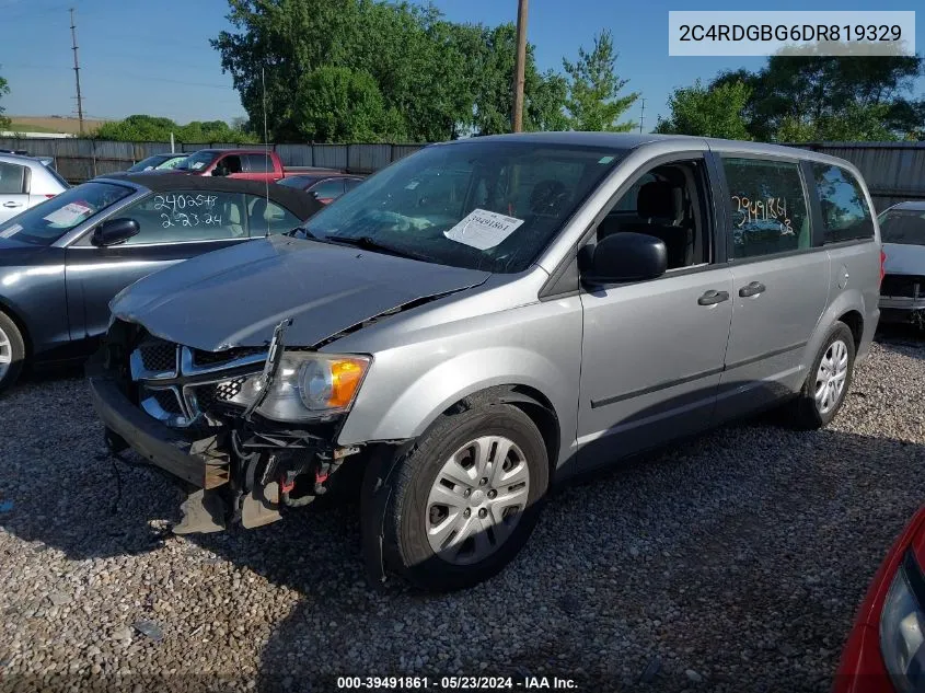 2013 Dodge Grand Caravan American Value Pkg VIN: 2C4RDGBG6DR819329 Lot: 39491861