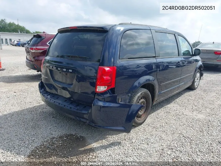 2013 Dodge Grand Caravan Se/Sxt VIN: 2C4RDGBG2DR502051 Lot: 39494361