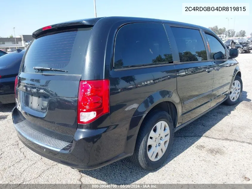 2013 Dodge Grand Caravan American Value Pkg VIN: 2C4RDGBG4DR819815 Lot: 39540700