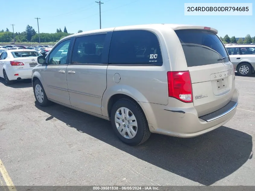 2013 Dodge Grand Caravan Se VIN: 2C4RDGBG0DR794685 Lot: 39581838