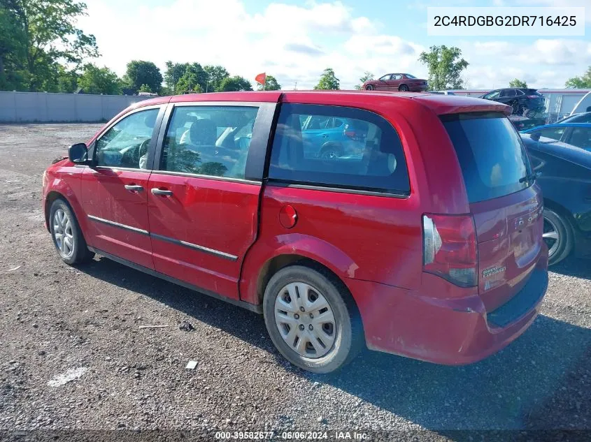 2013 Dodge Grand Caravan American Value Pkg VIN: 2C4RDGBG2DR716425 Lot: 39582677