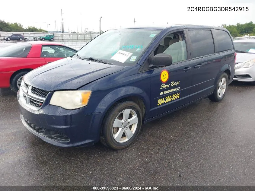 2013 Dodge Grand Caravan Se VIN: 2C4RDGBG3DR542915 Lot: 39598323