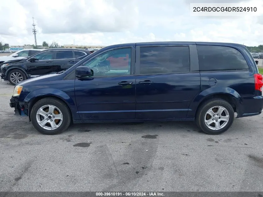 2013 Dodge Grand Caravan Sxt VIN: 2C4RDGCG4DR524910 Lot: 39610191