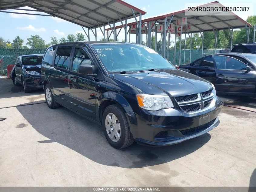 2013 Dodge Grand Caravan American Value Pkg VIN: 2C4RDGBG3DR680387 Lot: 40012951