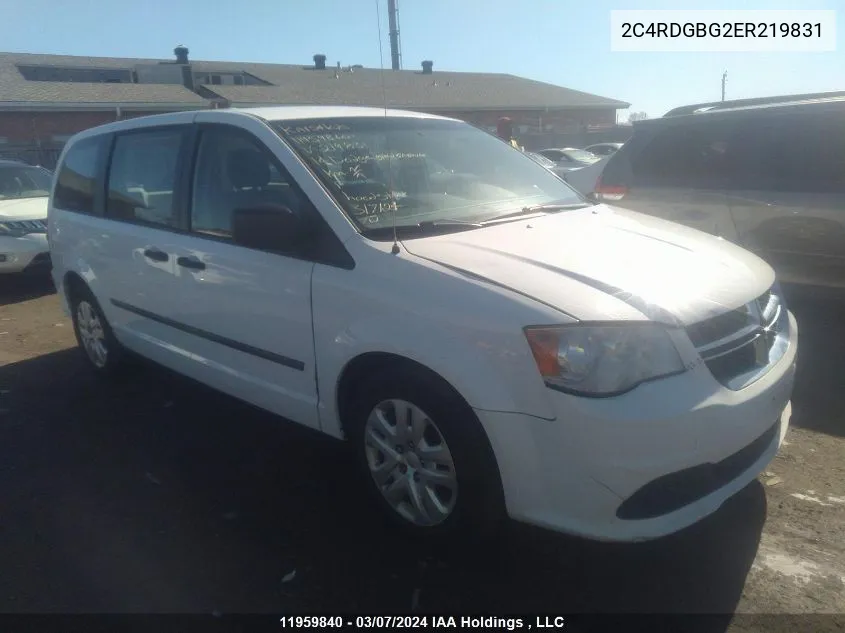 2014 Dodge Grand Caravan VIN: 2C4RDGBG2ER219831 Lot: 11959840