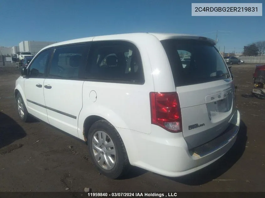 2014 Dodge Grand Caravan VIN: 2C4RDGBG2ER219831 Lot: 11959840