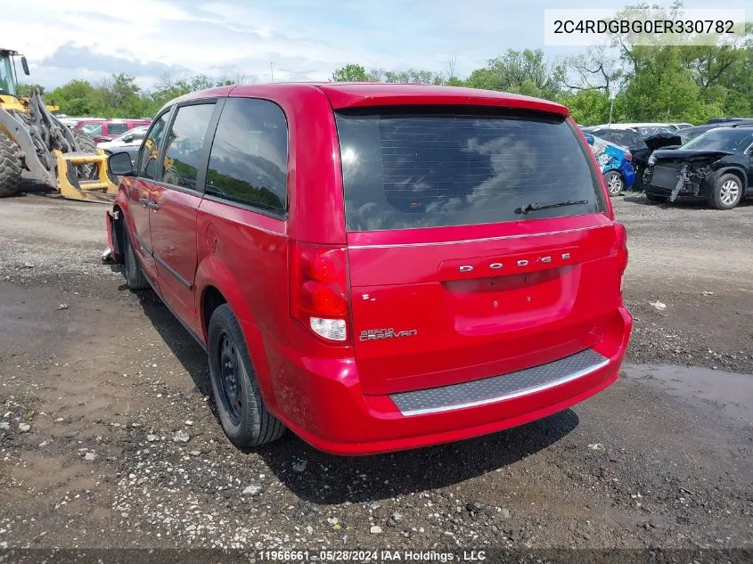 2014 Dodge Grand Caravan Se VIN: 2C4RDGBG0ER330782 Lot: 11966661