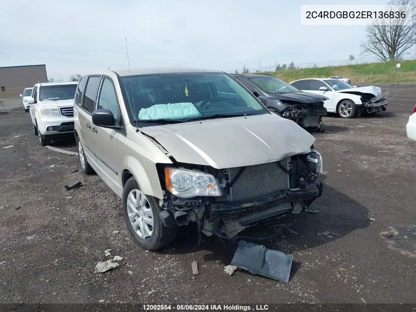 2C4RDGBG2ER136836 2014 Dodge Grand Caravan Se