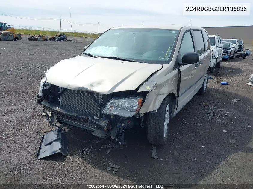 2C4RDGBG2ER136836 2014 Dodge Grand Caravan Se