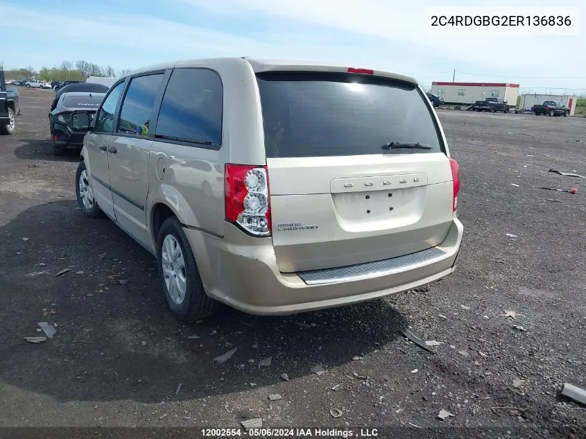 2C4RDGBG2ER136836 2014 Dodge Grand Caravan Se