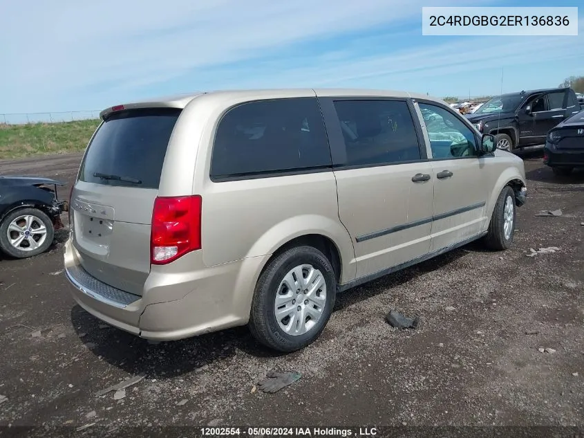 2C4RDGBG2ER136836 2014 Dodge Grand Caravan Se