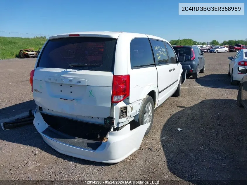 2014 Dodge Grand Caravan Se/Sxt VIN: 2C4RDGBG3ER368989 Lot: 12014298