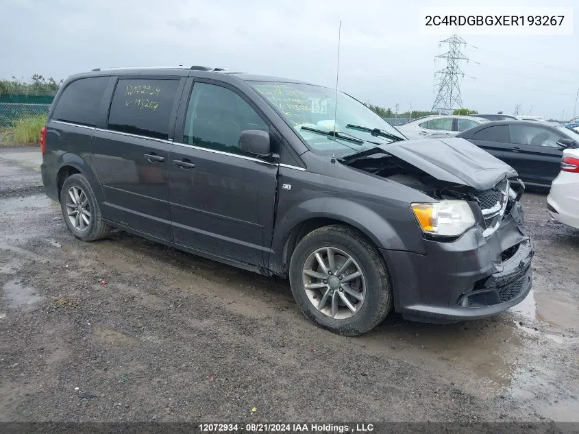 2C4RDGBGXER193267 2014 Dodge Grand Caravan Se/Sxt