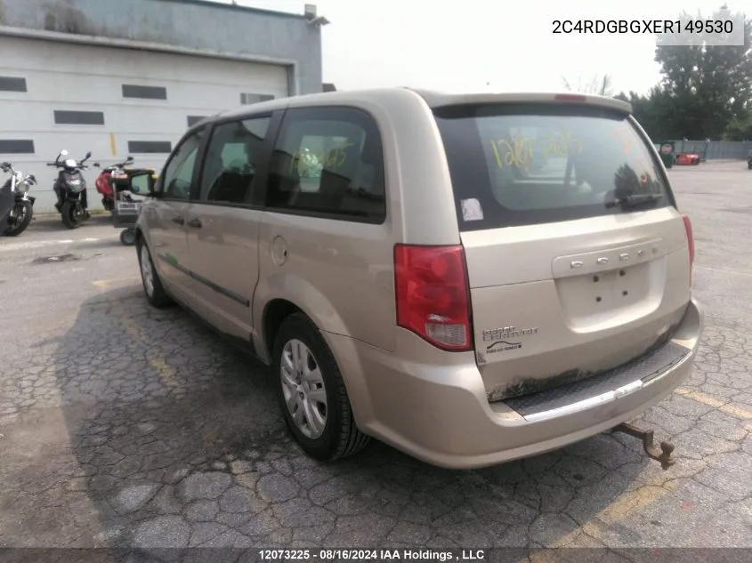 2014 Dodge Grand Caravan Se/Sxt VIN: 2C4RDGBGXER149530 Lot: 12073225