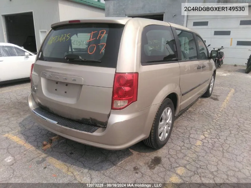 2014 Dodge Grand Caravan Se/Sxt VIN: 2C4RDGBGXER149530 Lot: 12073225