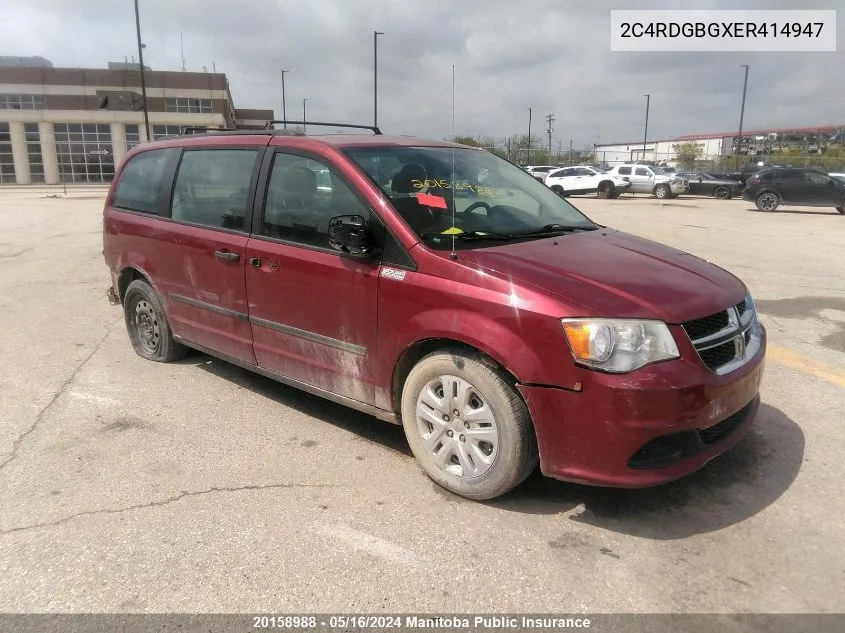 2014 Dodge Grand Caravan Se VIN: 2C4RDGBGXER414947 Lot: 20158988