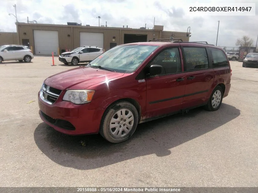 2014 Dodge Grand Caravan Se VIN: 2C4RDGBGXER414947 Lot: 20158988