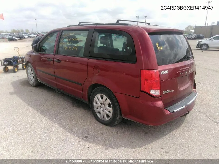 2C4RDGBGXER414947 2014 Dodge Grand Caravan Se