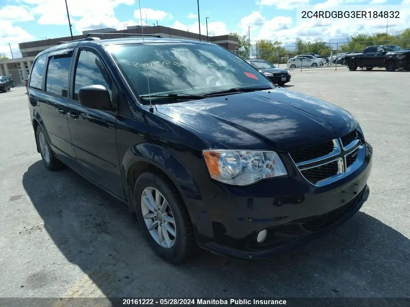 2014 Dodge Grand Caravan Sxt VIN: 2C4RDGBG3ER184832 Lot: 20161222