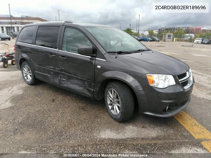 2014 Dodge Grand Caravan Sxt VIN: 2C4RDGBG2ER189696 Lot: 20162661