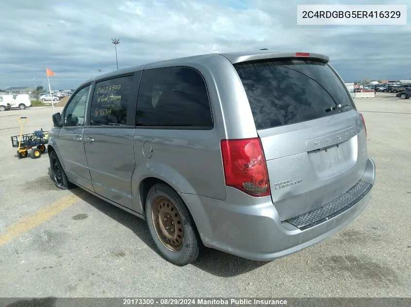 2014 Dodge Grand Caravan Se VIN: 2C4RDGBG5ER416329 Lot: 20173300