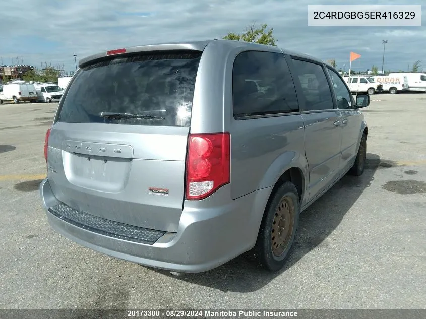 2014 Dodge Grand Caravan Se VIN: 2C4RDGBG5ER416329 Lot: 20173300