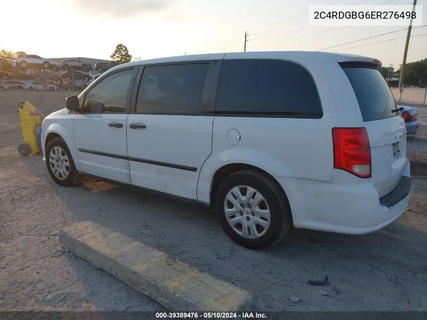 2014 Dodge Grand Caravan American Value Pkg VIN: 2C4RDGBG6ER276498 Lot: 39389476