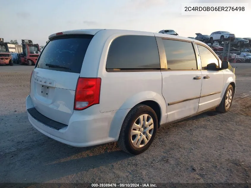 2014 Dodge Grand Caravan American Value Pkg VIN: 2C4RDGBG6ER276498 Lot: 39389476