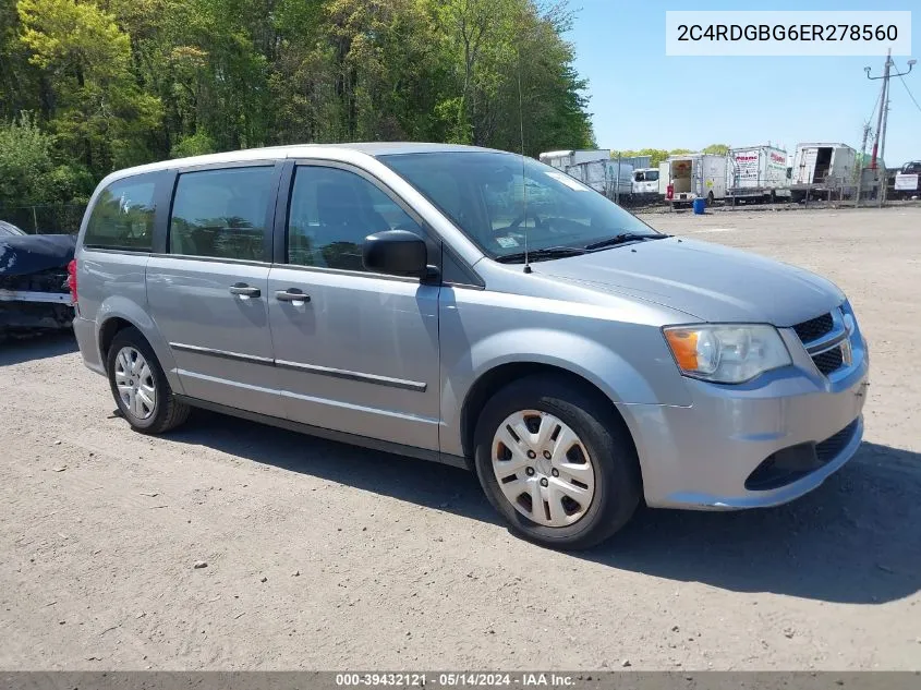 2C4RDGBG6ER278560 2014 Dodge Grand Caravan Avp/Se