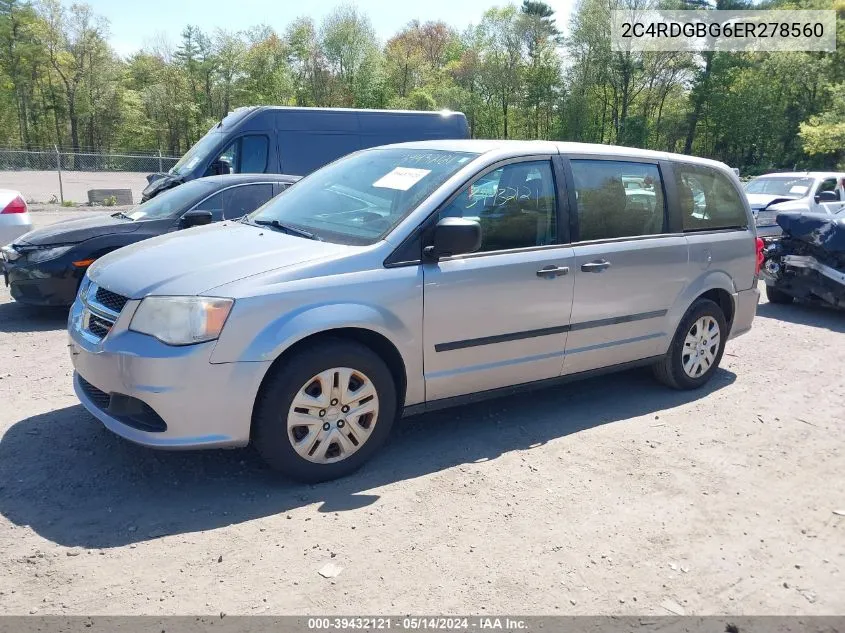 2014 Dodge Grand Caravan Avp/Se VIN: 2C4RDGBG6ER278560 Lot: 39432121