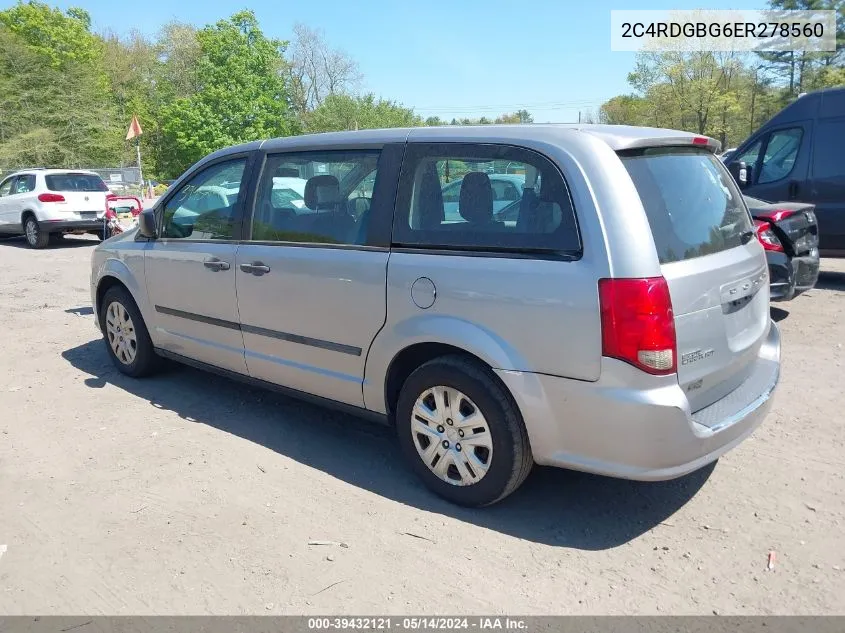 2C4RDGBG6ER278560 2014 Dodge Grand Caravan Avp/Se