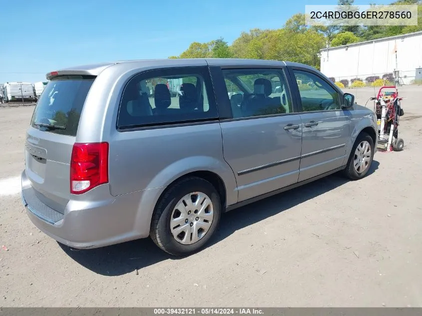 2C4RDGBG6ER278560 2014 Dodge Grand Caravan Avp/Se