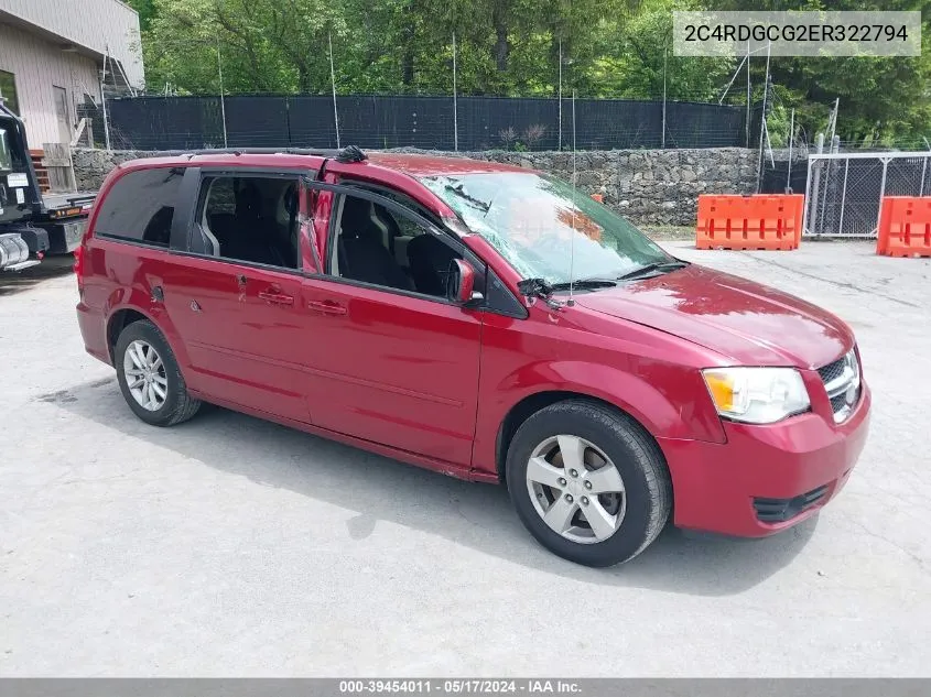 2014 Dodge Grand Caravan Sxt VIN: 2C4RDGCG2ER322794 Lot: 39454011