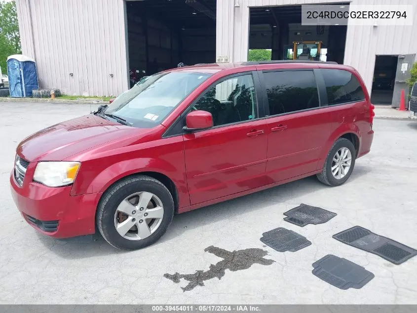 2014 Dodge Grand Caravan Sxt VIN: 2C4RDGCG2ER322794 Lot: 39454011