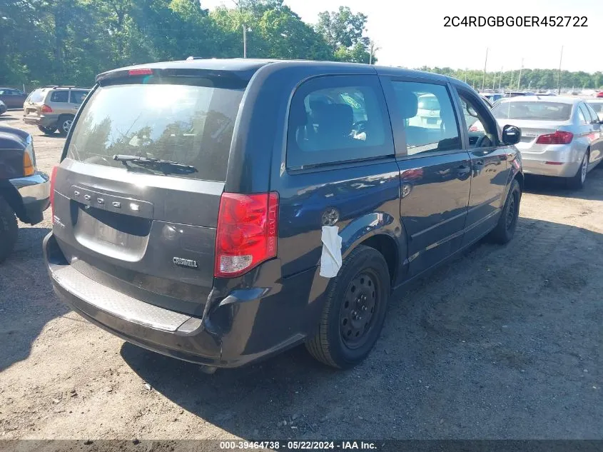 2014 Dodge Grand Caravan American Value Pkg VIN: 2C4RDGBG0ER452722 Lot: 39464738