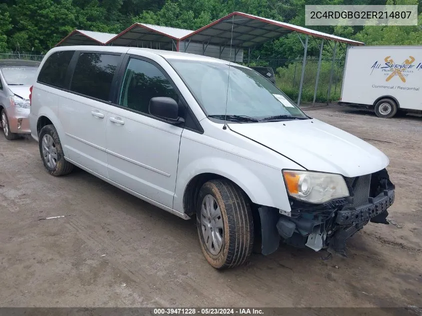 2C4RDGBG2ER214807 2014 Dodge Grand Caravan Se