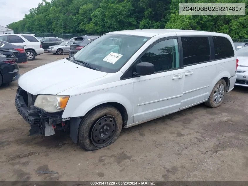 2C4RDGBG2ER214807 2014 Dodge Grand Caravan Se