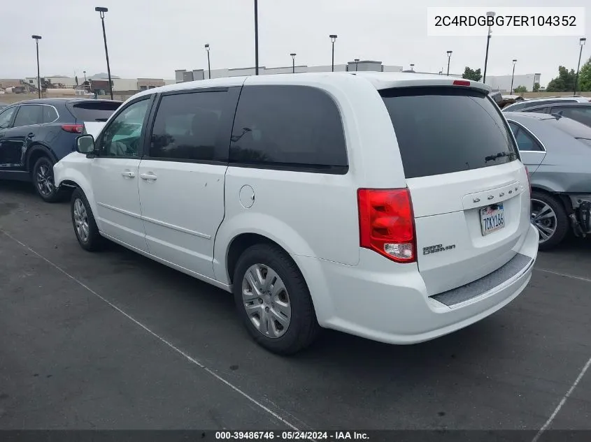 2014 Dodge Grand Caravan Se VIN: 2C4RDGBG7ER104352 Lot: 39486746