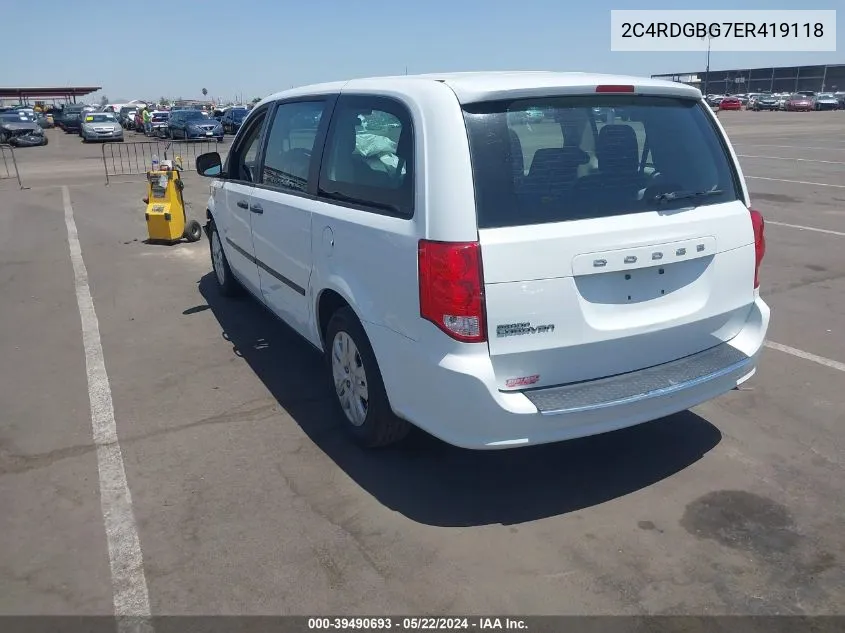 2014 Dodge Grand Caravan American Value Pkg VIN: 2C4RDGBG7ER419118 Lot: 39490693